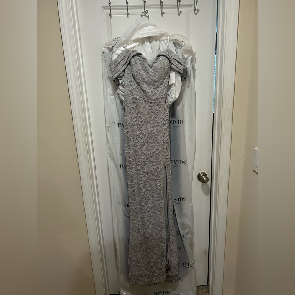 Silver Formal Off the Shoulder Dress